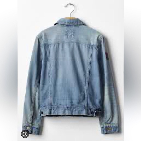 Gap Kids x Ellen Degeneres Denim Jacket w/Patches Size Large Medium Wash - Picture 2 of 11
